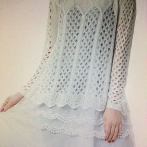 White Scallop Layered Sweater Tunic